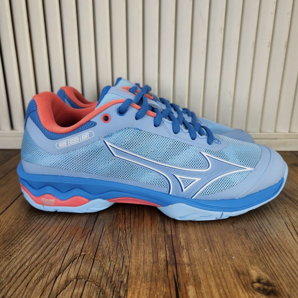 Mizuno Wave Exceed Light AC Tennis Shoes Womens Sz 6.5 Blue Coral Sport Sneakers